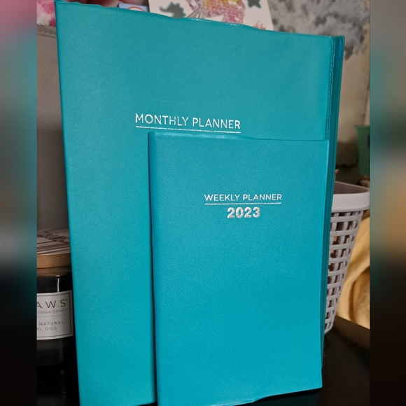 New 2pc aqua turquoise planner / journal set 2023 weekly & monthly - Picture 1 of 11